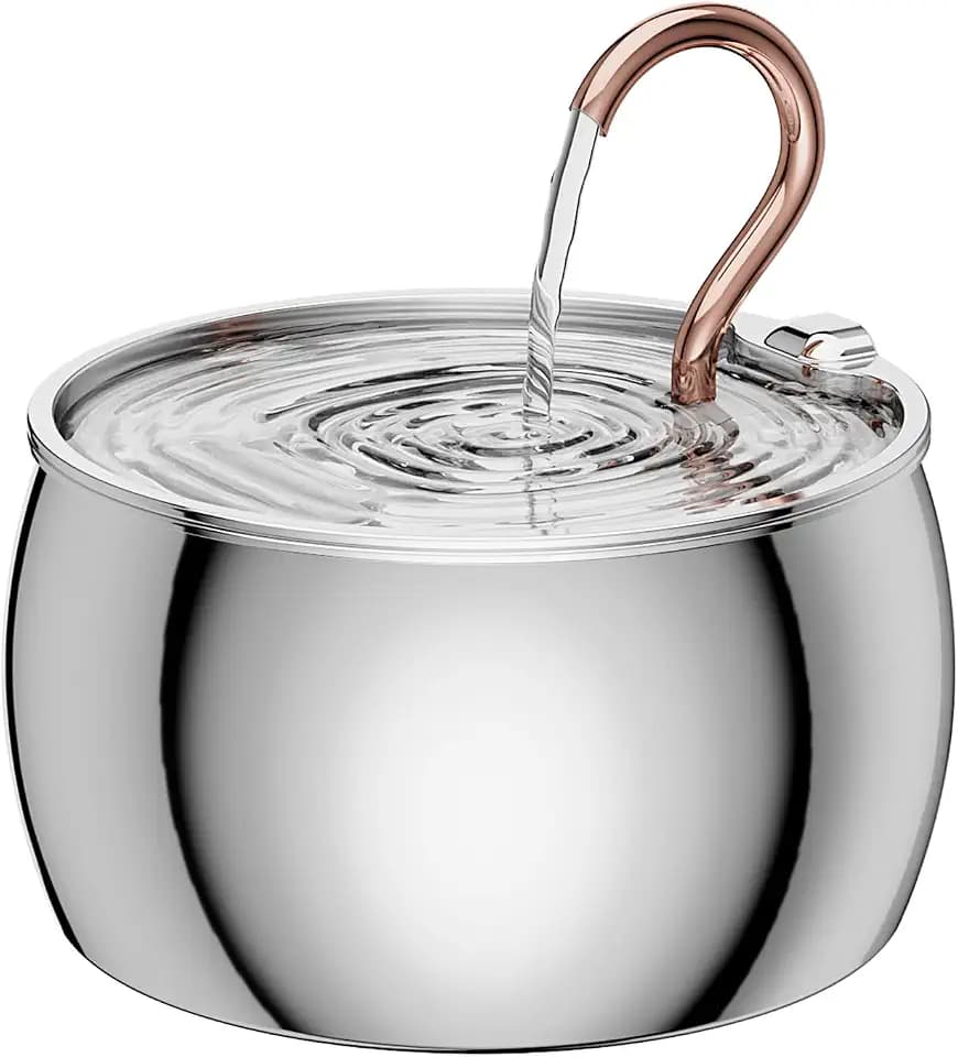 Katzenbrunnen Edelstahl, 2,5L/84oz Gänsehals Trinkbrunnen für Katze