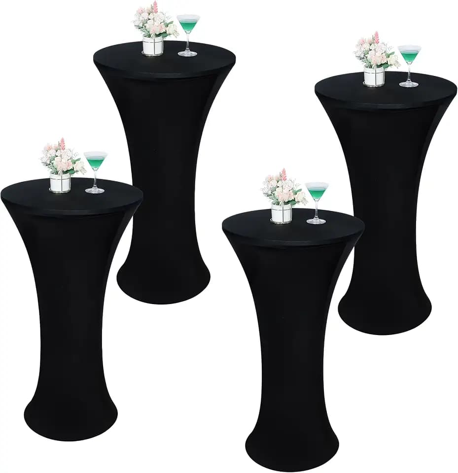 Wolkemer 4PCS 24x43 Inch Fitted Cocktail Tablecloth, Cocktail Table Cover