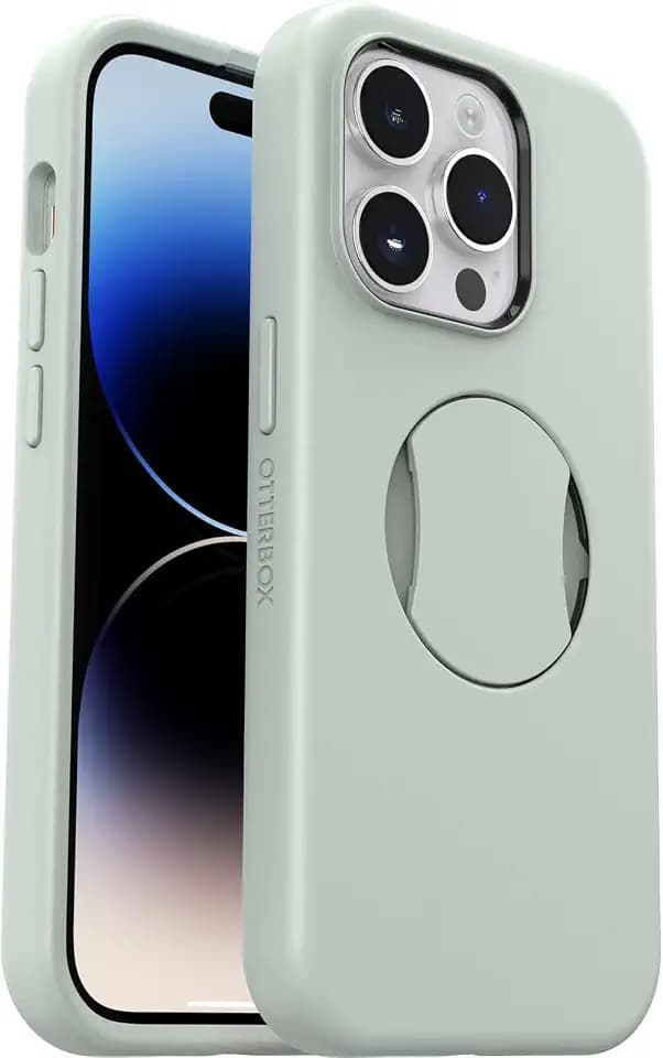 OtterBox OtterGrip Symmetry Hülle für iPhone 14 Pro für MagSafe, Sturzsichere, schützende Hülle mit eingebautem Griff, 3X getestet nach Militärstandard, Antimikrobieller Schutz, Grün