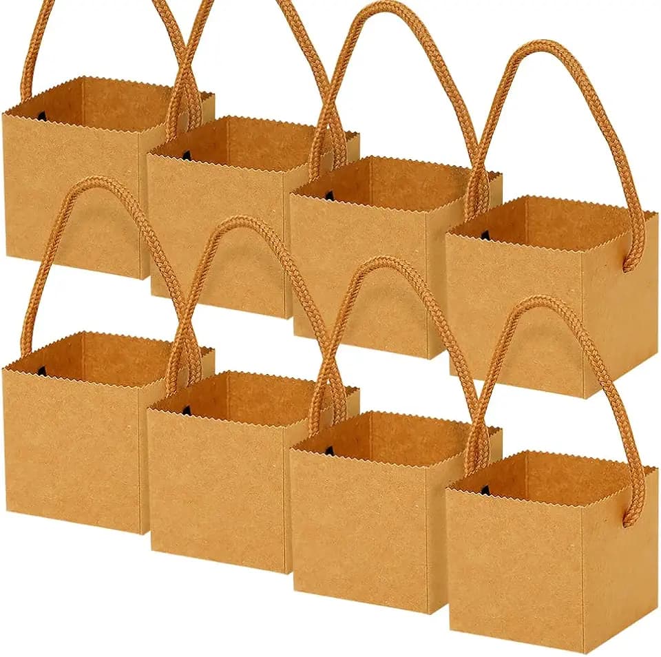 40 Stück kleine Sukkulenten-Geschenktüten, quadratisch, Geschenktüten, Kraftpapier, Süßigkeitentüten, einfarbige Geschenktüten, kleine Pflanzen-Wickeltüten, Sukkulenten, Partygeschenktüten mit