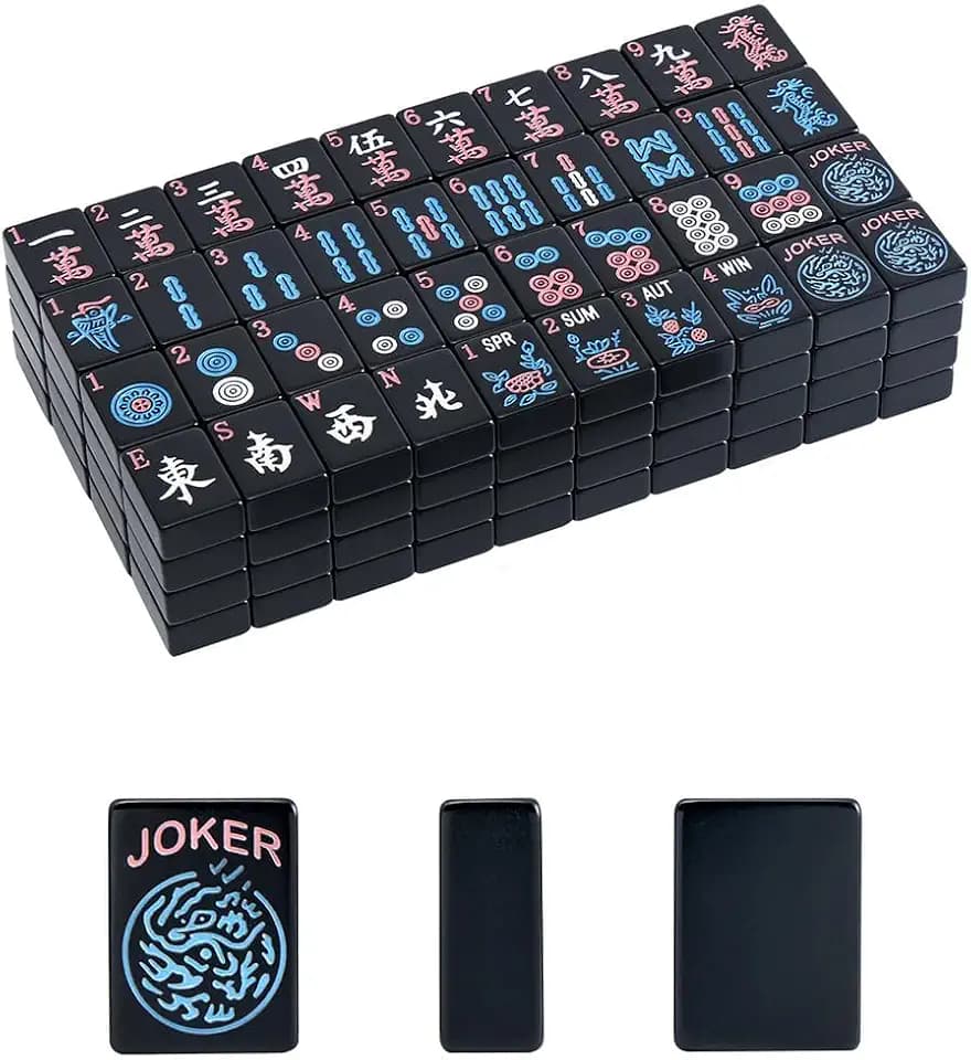 American Mahjong Tiles (1.2”,Tiles Only), 166 Mahjong Tile Set with Black Color (Tiles Only)