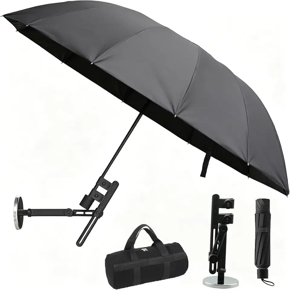 Foldable HVAC Umbrella with Magnetic Base – Keep Dry & Cool for Outdoor, Universal Clip for Wide Compatibility, Compact & Portable Design with 180° Adjustable Angle(Black 52")