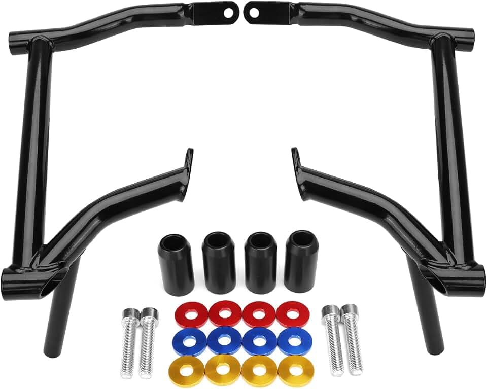 1997-2008 Saddlebag Guard Crash Bar Bracket compatible with Harley Davidson Touring Street Electra Road Glide Road King Ultra Limited CVO Black Tip Over Bar