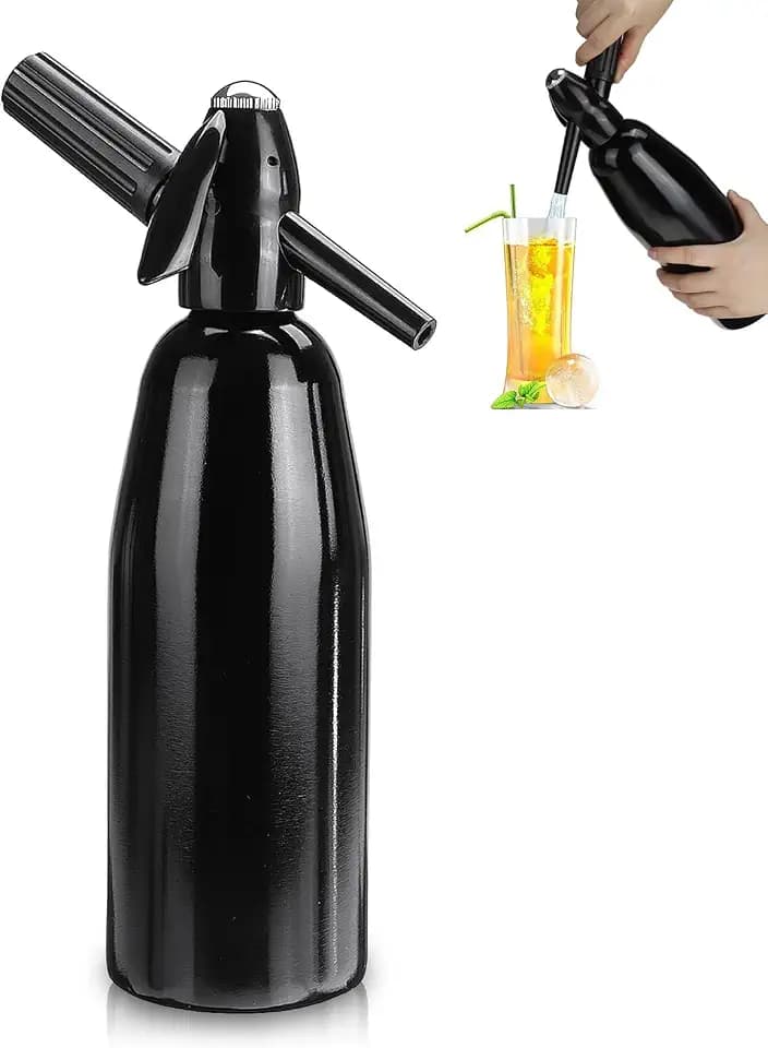 Soda Siphon, 1L Carbonated Water Machine, Soda Maker, Portable Aluminium Sparkling Water Maker for Home Bar Making Cocktails DIY Sparkling Drinks, Use 8 gram CO2 Cartridges (Not Included)