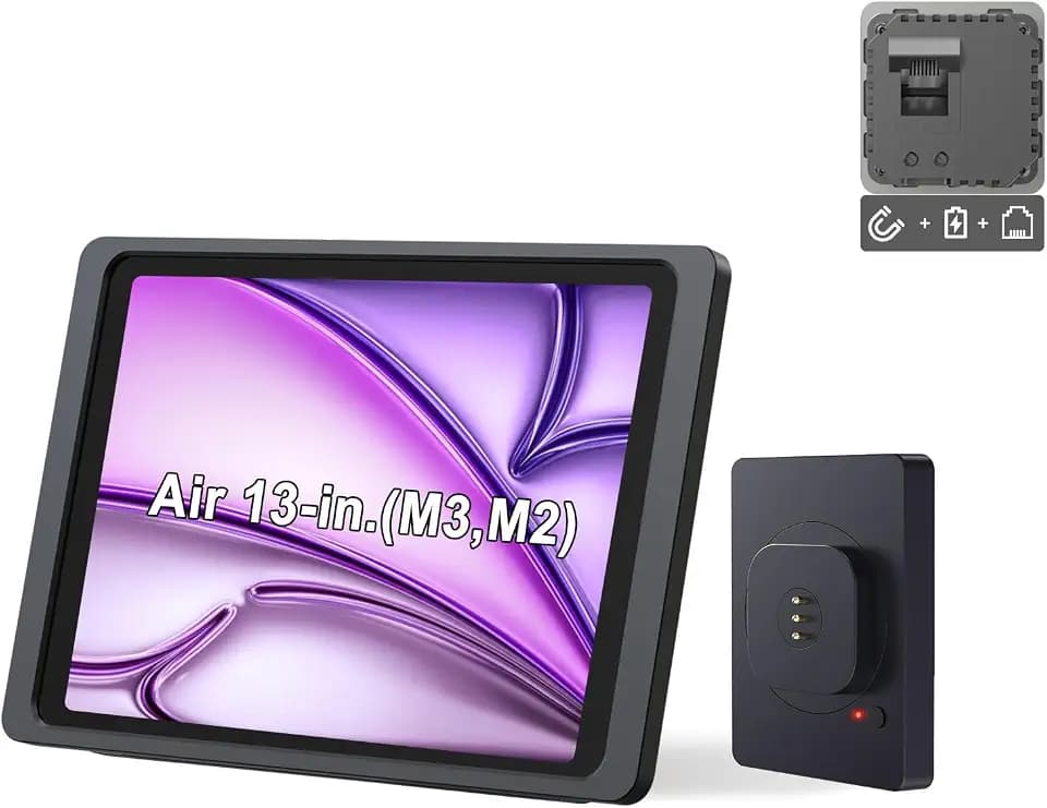 Magnetic Wall Mount with Charging Case A10 for iPad Air 13-Inch (M2). PoE and DC up to 18W Quick Charge, Strong Magnets, 360 Rotation