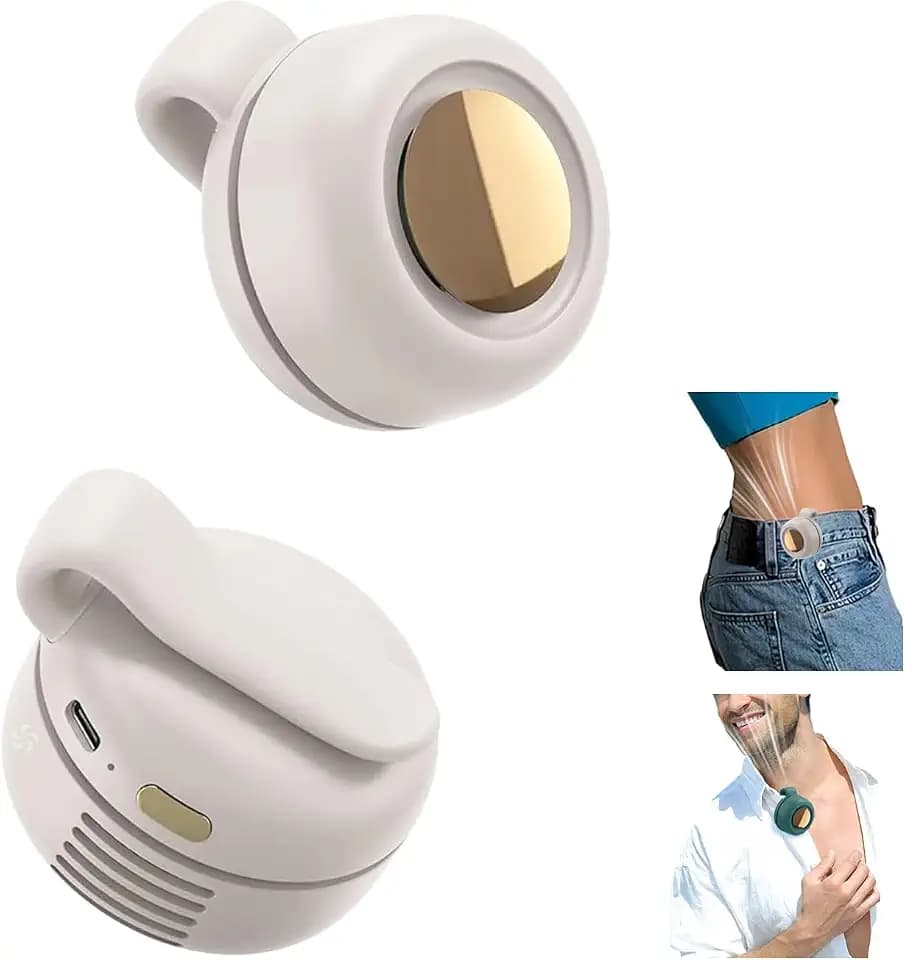 Gonggi Tragbarer kleiner Ventilator zum Anklippen, Mini-Clip-Taillenhals-Ventilator für Kleidung, Hut, Körper, wiederaufladbar, leise, blattlose Ventilatoren, freihändige Kühlventilatoren für Outdoor