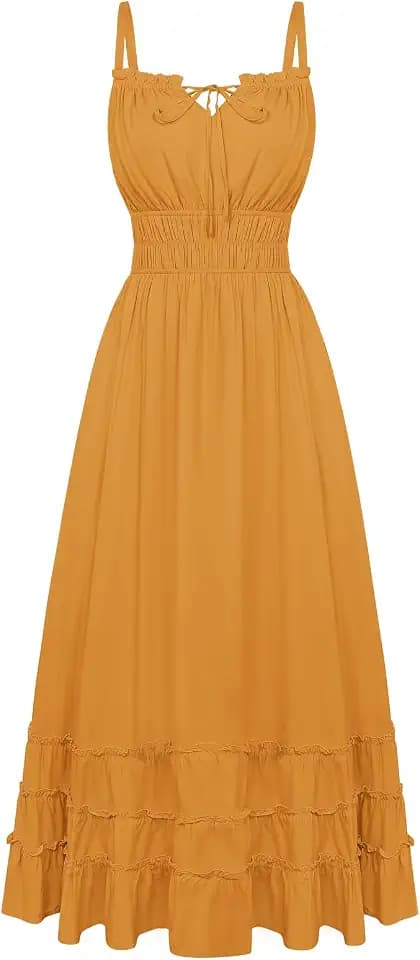 Scarlet Darkness Women's Summer Maxi Dress Boho Flowy Milkmaid Sundress