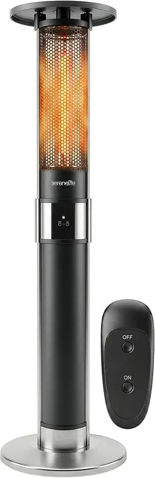 SereneLife Infrared Patio Heater, 1500W Electric with Remote Control, IP24 Approved, Anodized Aluminum Alloy Frame, Indoor/Outdoor for Restaurant, Backyard, Garage, Decks