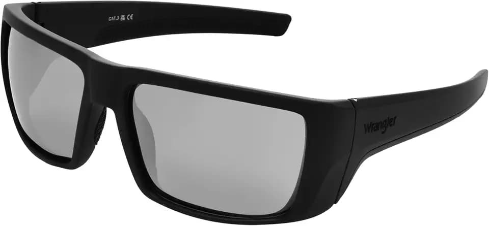 Wrangler Unisex Kabel Ridge Run Polarized Rectangle Sunglasses, Black, 60 mm