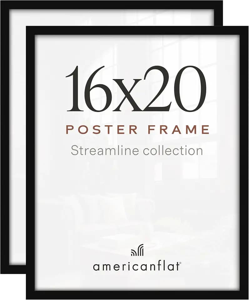 Americanflat 16x20 Poster Frame 2-Pack - Slim Molding - Black