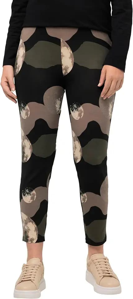 Ulla Popken Damen Leggings with Moon-Print Jerseyleggings