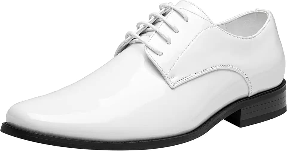 Jousen Tuxedo Shoes for Men Faux Patent Leather Oxford Dress Shoe