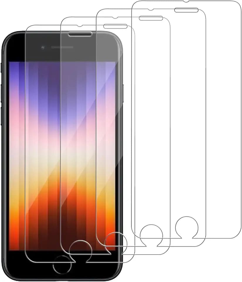 4 Pack Glass Screen Protector Compatible for iPhone 8/7/6/6s/iPhone SE (2022)/iPhone SE (2020) 4.7-Inch [9H Hardness]-HD Screen Tempered Glass, Scratch Resistant,Easy Install [Case Friendly]