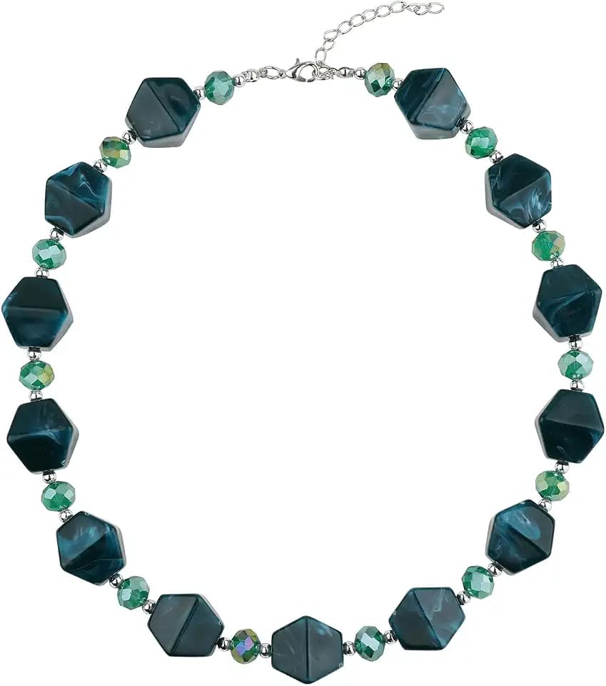Errally Chunky Beaded Choker Necklaces for Women Large Beads Statement Necklace Collar Costume Jewelry Gifts for Her