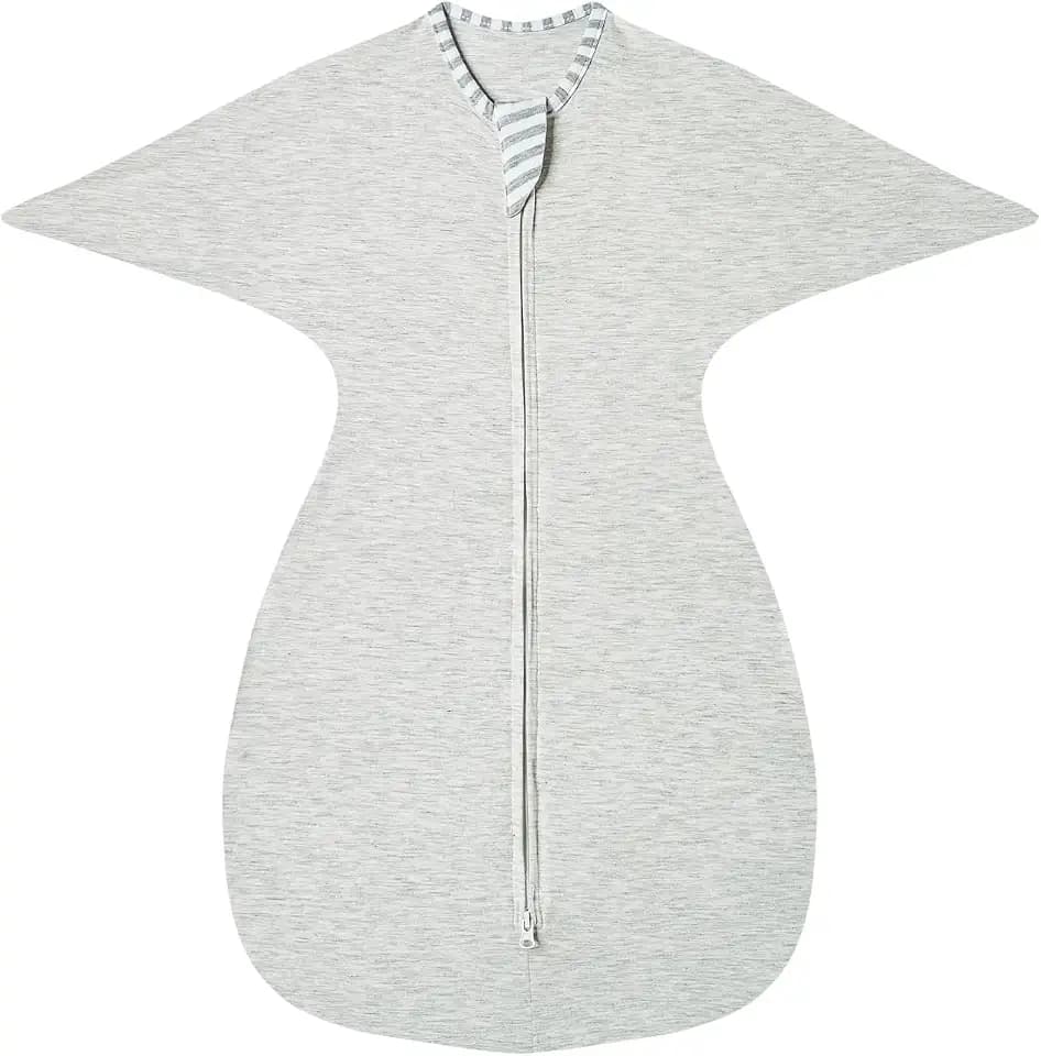 insular Baby Transitional Swaddle with 2-Way Zipper Newborn Sleep Sack Arms Up Infant Sleeping Bag Wearable Blanket, Light Gray, 0-3 Month