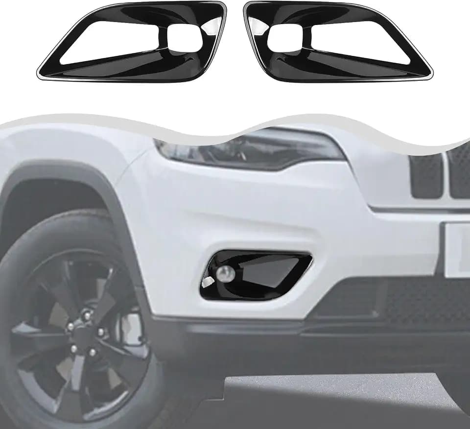 Exterior Front Fog Light Bezel Frame Cover Trim Front Fog Light Lamp Cover Compatible with Jeep Cherokee 2019+ Exterior Accessories (ABS,2pcs/Set,Black)