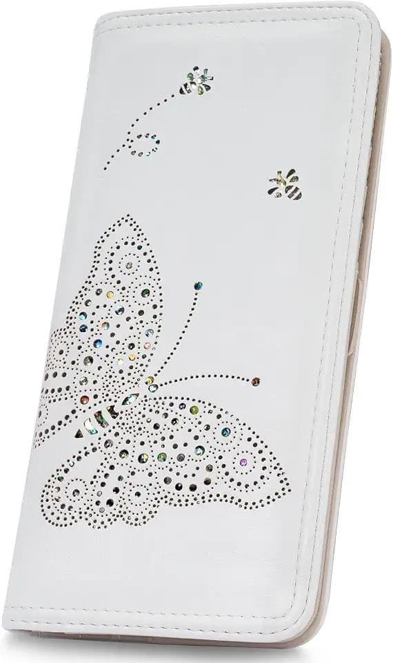 KITEVIUN RFID Wallet Women Ultra Slim Thin Womens Wallet Compact Clutch Long Ladies Wallet for Women WHITE