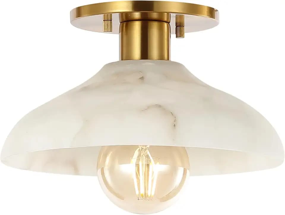 JONATHAN Y Amara 1-Light Semi Flush Mount Metal 10", White/Brass Gold