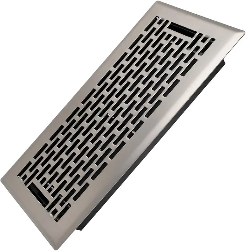 Howeall 4x10 Inches Heavy Duty Walkable Floor Register - Easy Adjust Air Supply Lever Decorative Floor Vent Covers - Boston Design Vent Covers for Home - Satin Nickel