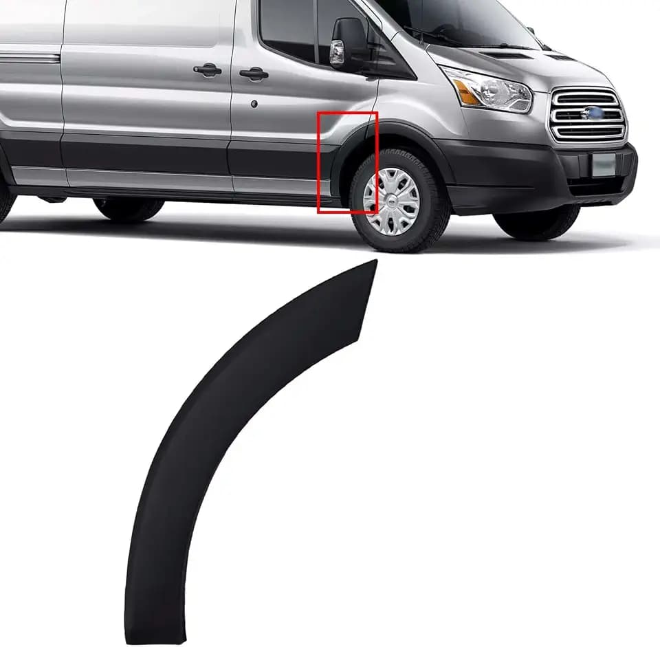 Front Left Wheel Fender Flare Fender Bumper Flare Molding Trim Compatible with 2015-2024 Ford Transit 150 250 350, Front Lower Part, Left Driver Side