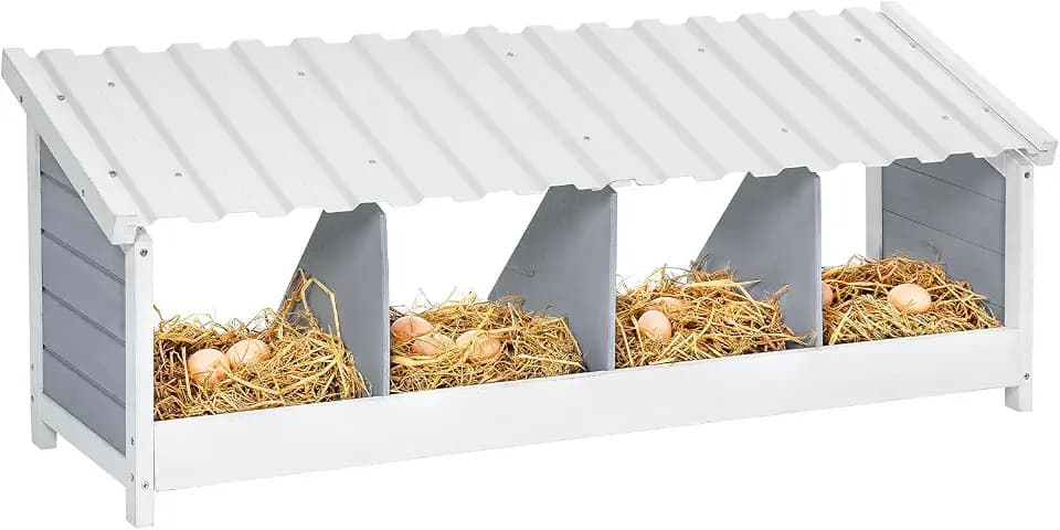 PETSFIT 4 Holes Chicken Nesting Box, PVC Waterproof Roof, Privacy Cover