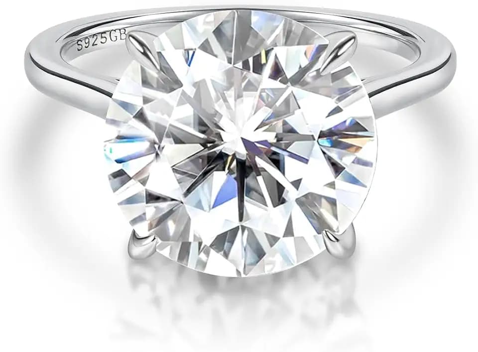 1-6 carat Moissanite Ring for Women - Round Moissanite Engagement Ring 925 Sterling Silver With 18k Gold Plated Promise Rings D Color VVS1 Clarity Moissanite Wedding Rings for Women