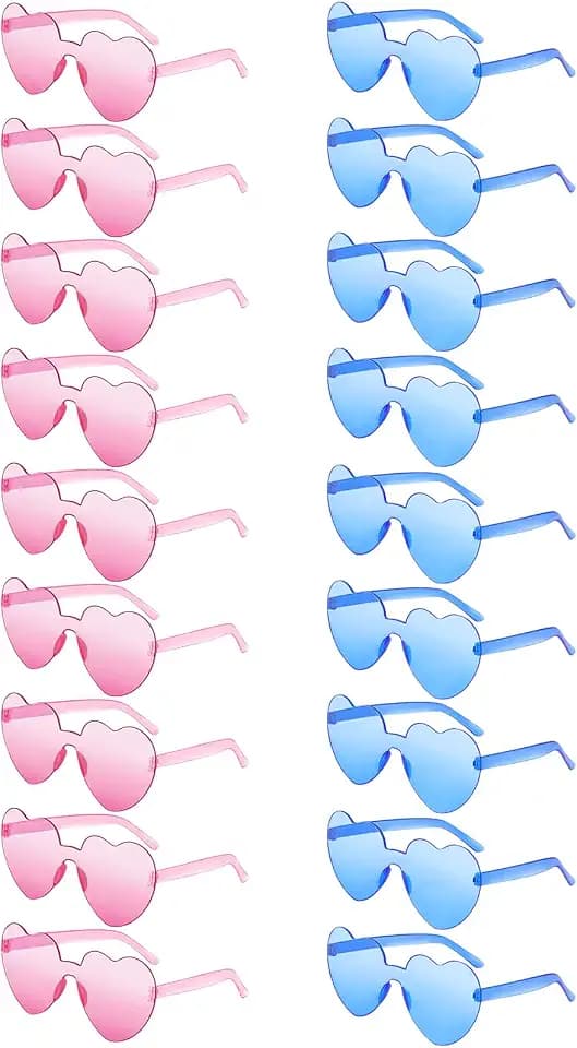SUNOVELTIES 18 Heart Shape Rimless Sunglasses Transparent Candy Color Party Glasses Colored Eyewear for Women