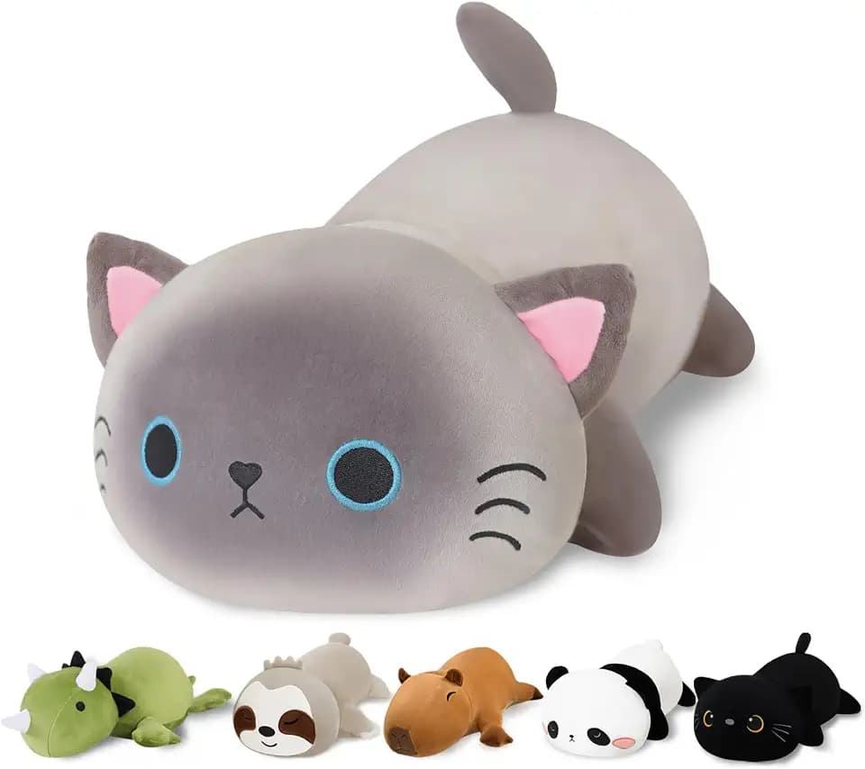 Finebee Weighted Siamese Cat Stuffed Animals, Cute Weighted Siamese Cat Plush, Soft Stuffed Weighted Plushie Pillow Gifts for Kids & Adults (9.8" 0.8Lbs)