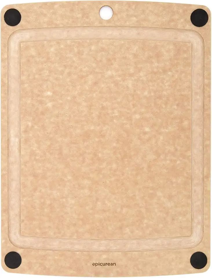 Epicurean All-In-One Cutting Board with Non-Slip Feet and Juice Groove, 14.5" × 11.25", Natural/Black