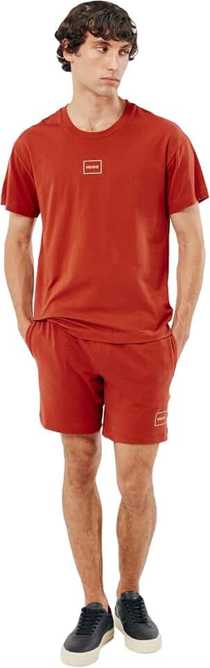 HUGO Herren Laze Shorts CW Shorts aus Stretch-Baumwolle mit eingerahmtem Logo-Print