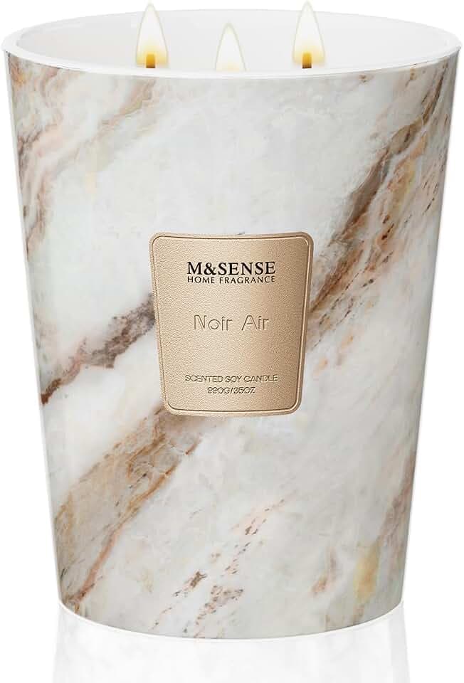 M&SENSE 990g Duftkerze Groß|Noir Air Duftkerzen im Glas|Natürliche Sojawachs Kerzen|Entspannende Aromatherapie | Geschenk für Frauen & Männer,Weihnachten|150h Brenndauer & 3 Docht,Home Scented