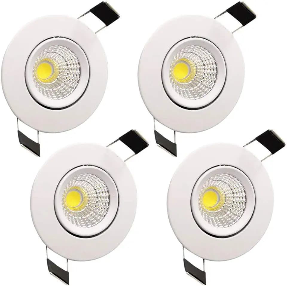 LED Downlight 110V Dimmable 3WCOB CRI80 LED Spotlight Lamp 2 inch Down Lights Adjustable Recessed Lighting Fixture &Trim Lighting t Pack of 4 with Driver (Nature White(4000-4500K))