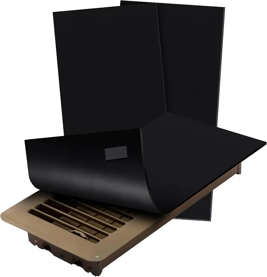 SEAL360 Black Magnetic Vent Covers (3-Pack), Pocket for Complete Seal, 5.5" X 12" (Black), Use for Black Floor Registers and Vents, Vent Not Included