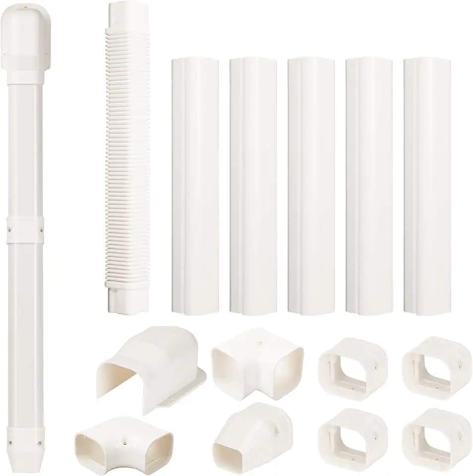 3" 10 ft Mini Split Line Set Cover, Decorative PVC Tubing Cover Kit, White