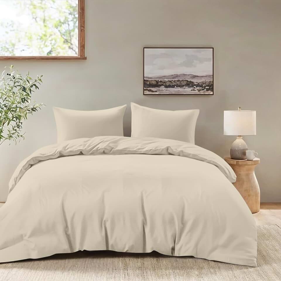 Dreamzie - Bettwäsche 155x220 + 2 Kissenbezüge 80x80cm - Beige