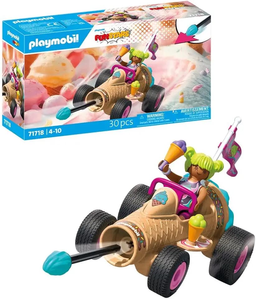 PLAYMOBIL | Fun Stars | Rasende Eistüte | Spielzeug ab 4 Jahren | Geschenk für Kinder | Spielzeug Auto | Mit Schießfunktion | 71717