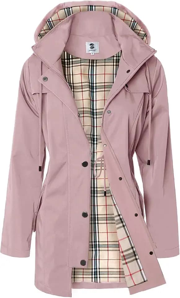 SaphiRose Women's Long Hooded Rain Jacket Outdoor Raincoat Windbreaker