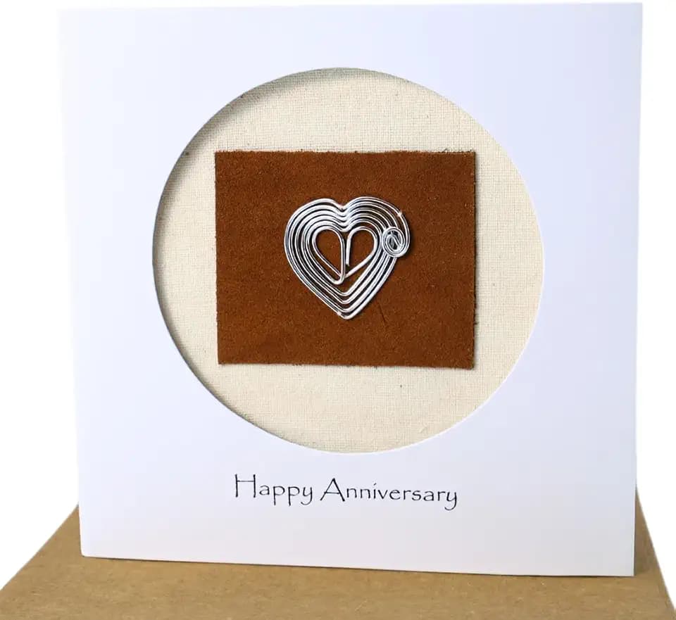 Camellia Bees 10th Wedding Anniversary Card for Husband Wife - Aluminum Tin Theme Handmade Wire Heart Card, Romantic 10 Year Greeting Card Gift for Her Him Couple (10th)