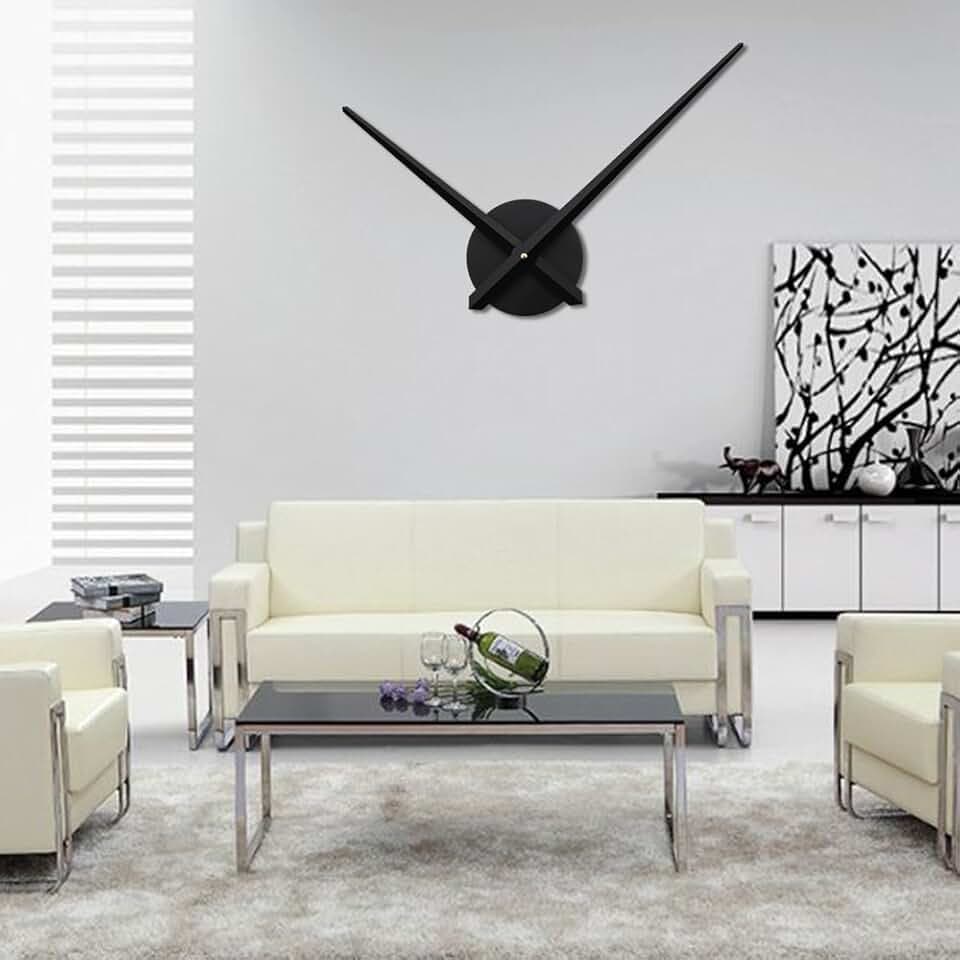 URAQT 3D Wanduhr Uhrwerk Uhrzeigern, Quarz-Uhrwerk, Wanduhr Set,schwarz