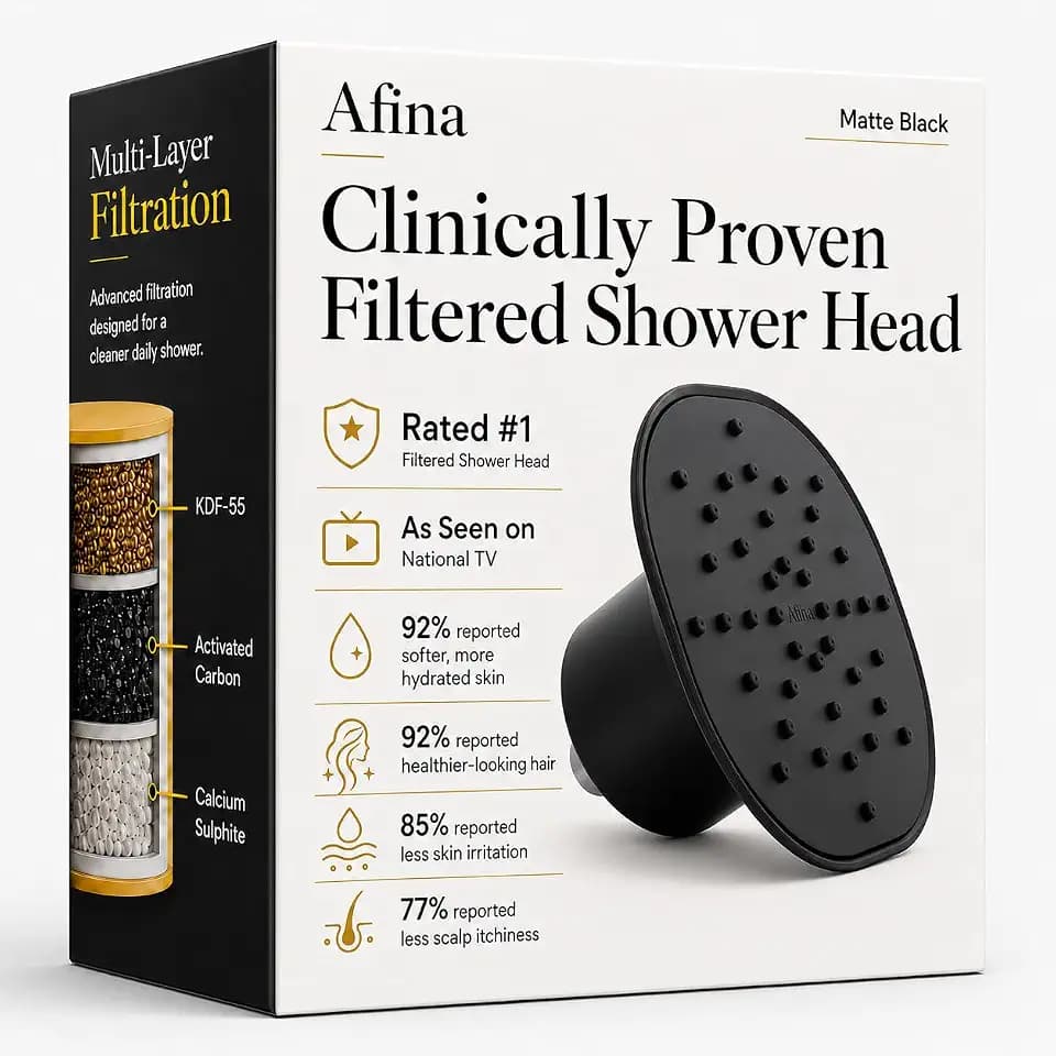 Afina Filtered Shower Head, High Pressure Rainfall (Matte Black)