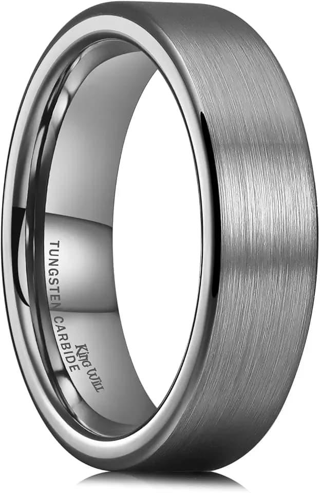 King Will Tungsten Wedding Band for Men Gunmetal Brushed