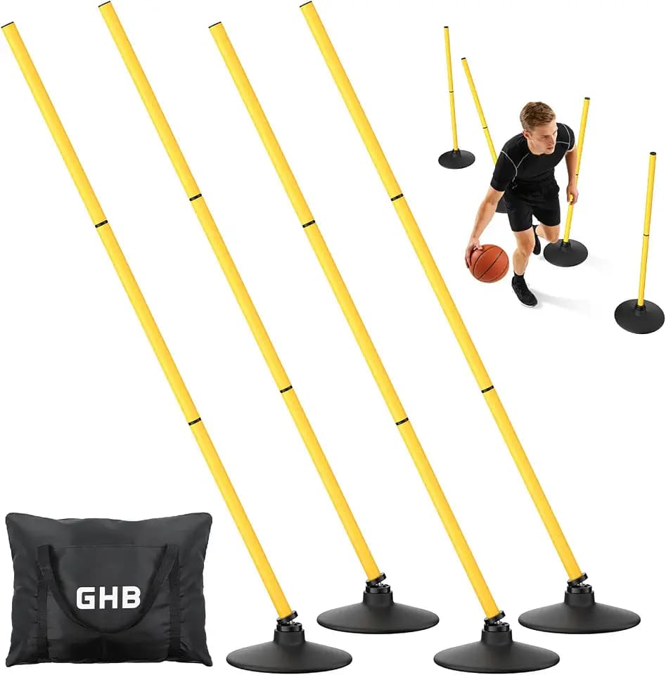 GHB Agility Poles 4 Pack 50" Sports Soccer Training Poles