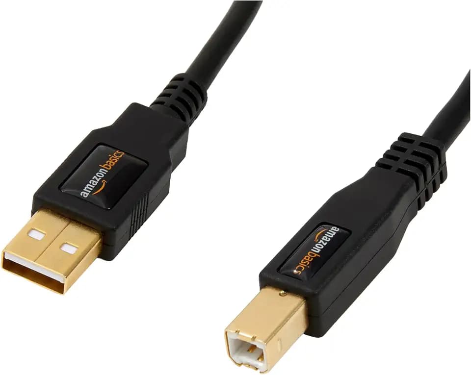 Amazon Basics USB-Kabel, USB-A auf USB-B-Stecker, USB 2.0, Anschlüsse vergoldet, 1.8 m, für Drucker