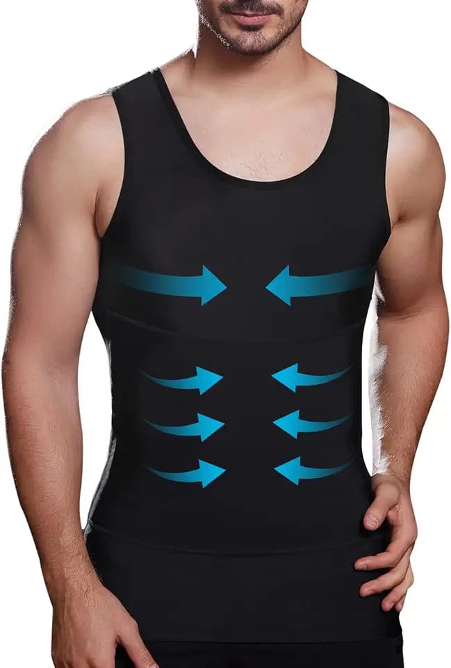 Lgtfy Herren Bauchweg-Unterhemden, figurformende Weste, Gynäkomastie-Kompressions-Shirts, Bauchkontrolle, Unterhemden – Wechsel in Sekunden