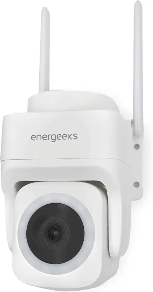 energeeks Defender Pro Überwachungskamera für den Außenbereich, WLAN, IP66, Ultra HD, 4 MP, Bewegungserkennung, bidirektionales Audio, LED-Leuchten und Sirene, SD/Cloud-Speicher