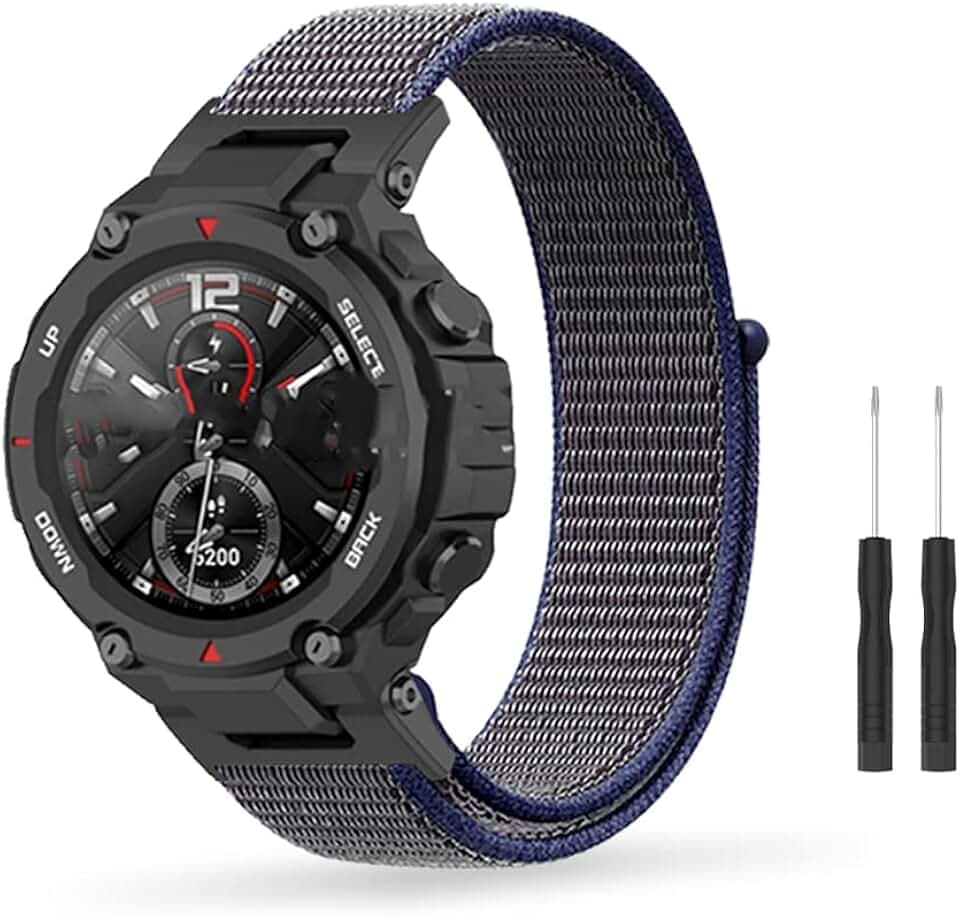 SeNool Nylon Armband Kompatibel mit Amazfit T-Rex/T-Rex Pro, [Nylon Sport Ersatzarmband] [Klettarmband] Weiches, Atmungsaktive Uhrenarmband Kompatibel mit Amazfit T-Rex Pro/T-Rex - Blau