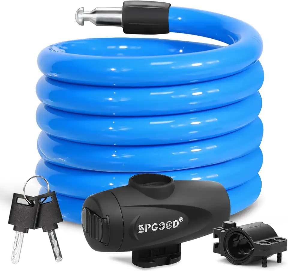 SPGOOD Fahrradschloss mit 2 Schlüsseln, 12 mm Dick, 120 cm Länge(Blau)