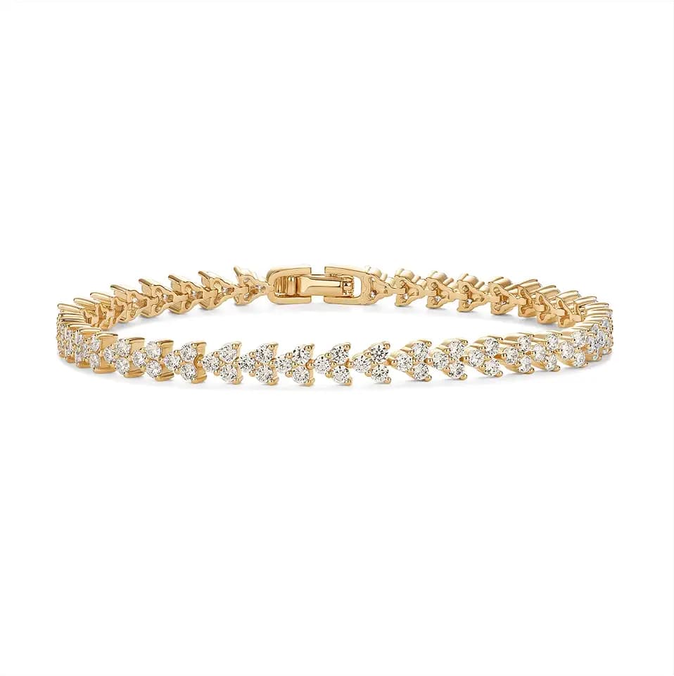 PAVOI 14K Gold Plated Tennis Bracelets for Women, Bezel Set CZ Bracelet