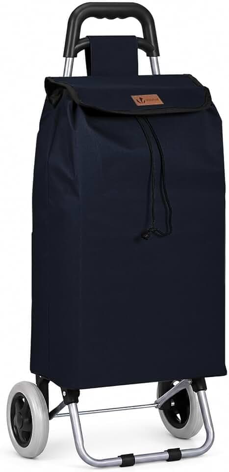 VOUNOT® Einkaufstrolley klappbar 59L, 2-in-1 Trolley Einkaufswagen mit 2 Räder, Abnehmbare Tasche, Reißverschluss Rückentasche, Treppensteiger Hackenporsche, Schwarz