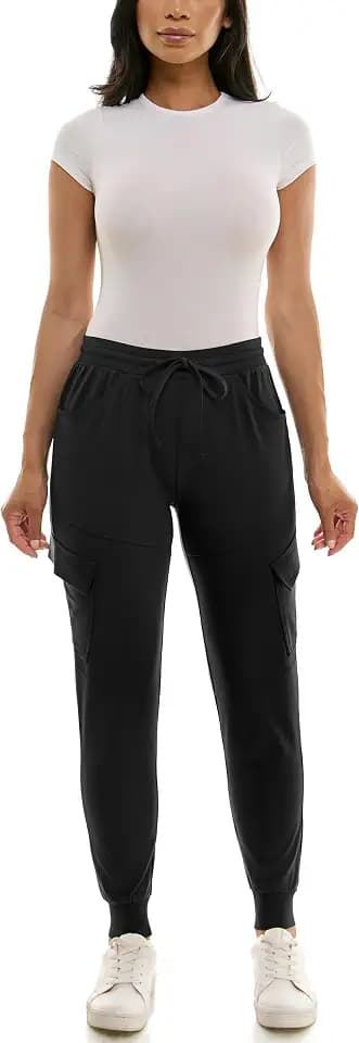 Zac & Rachel Women's Brushed Dty Jogger with Cargo Pcoket and Sectional Leg Detail